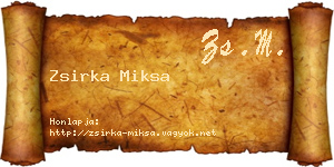 Zsirka Miksa névjegykártya